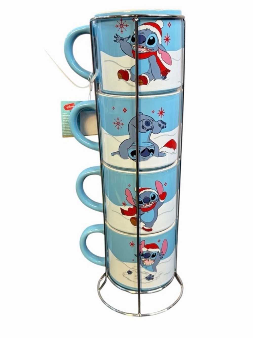 DISNEY LILO & STITCH HOLIDAY STACKABLE MUG SET WITH STAND — SET OF 4 — NWT - Picture 4 of 7